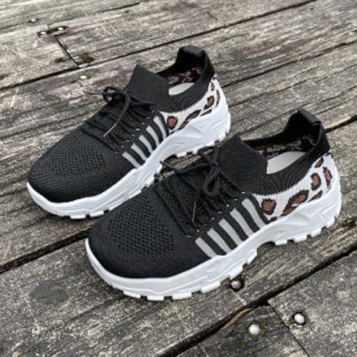 Women's Walking Shoes Lace Up Mesh Casual Sneakers Running Tennis Shoes Women Leopard Print Non-Slip Comfort Breathable Workout Gym Sports Athletic Outdoor Jogging Fashion Sneakers4