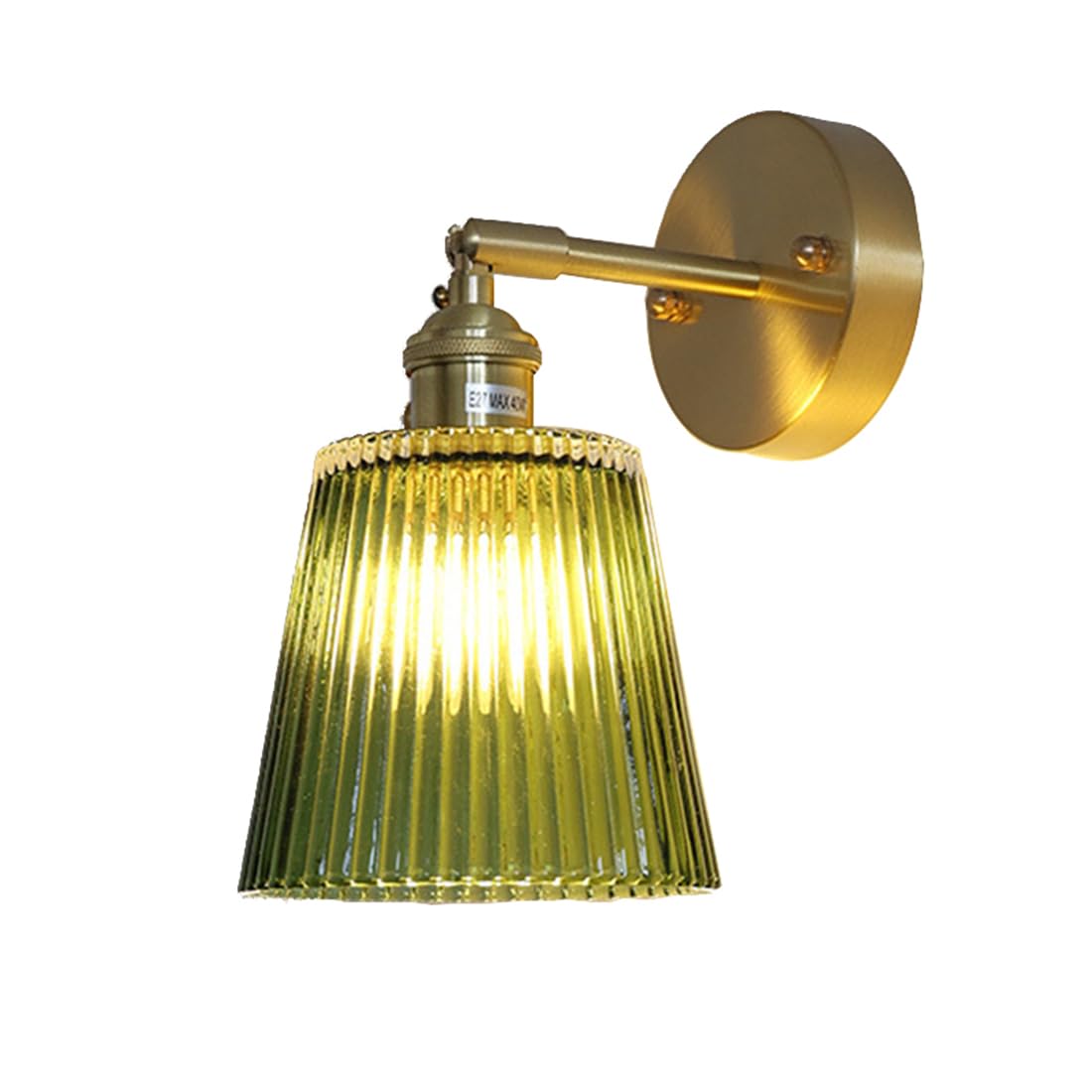 HPTHLY Vintage Wall Sconces With Switch, Glass Lampshade Up & Down Adjustable Brass Wall Lamp E27 Base Industrial Wall Lighting Fixture For Bedroom Bedside