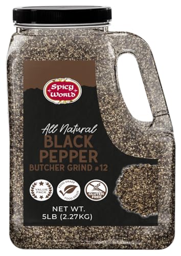 Black Pepper Ground Coarse 5 LB Bulk Jar Butcher Grind