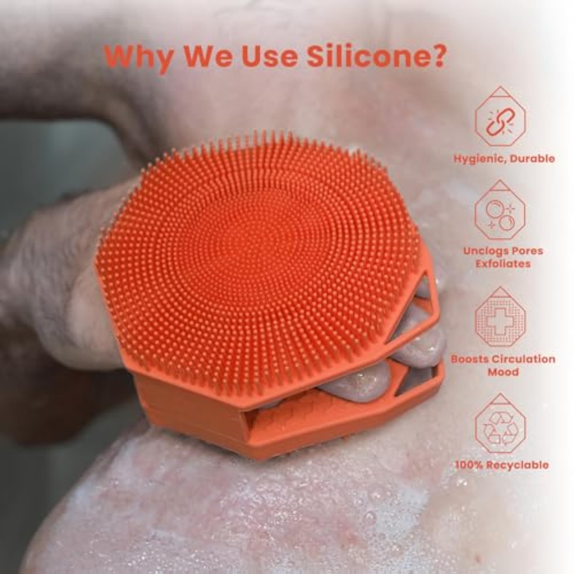 Silver-Infused Silicone Body Scrubber
