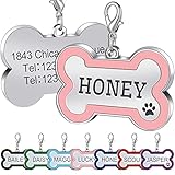JATEBI Pet ID Tags,Personalized Dog Tags and Cat Tags,Engraved Both Sides Bone Shape Collar Pendant