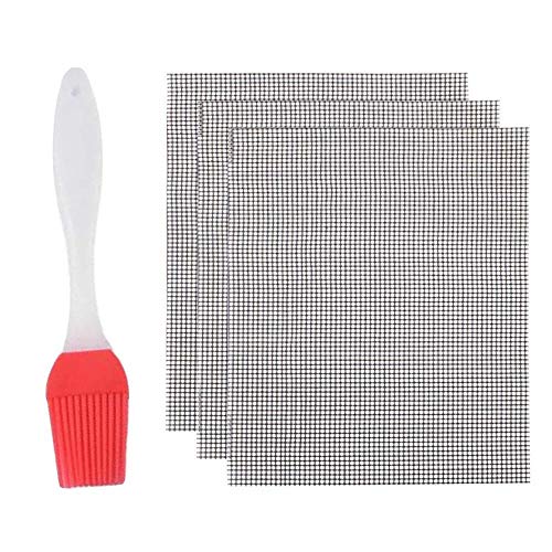 RUONAI Non-stick Barbecue Mats Set Of 3-Non Stick Barbecue Grill Mats With A Silicone Oil Brush For Outdoor Activities Tools bbq mat