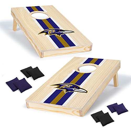 Wild Sports NFL Football Baltimore Ravens 1' x 2' Travel Size Solid Wood Cornhole Set with Direct Print HD Team Graphics – Great Gift for Any Sports Fan! Bean Bag Toss Family Games for Outdoor Play