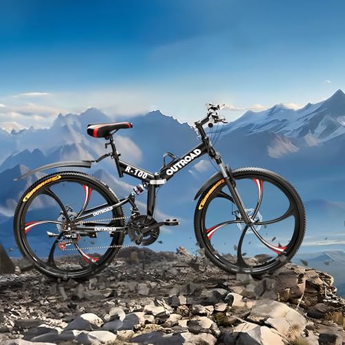 Outroad 26 Inch 21-Speed Full Suspension Mountain Bike, Black, Orange, Green