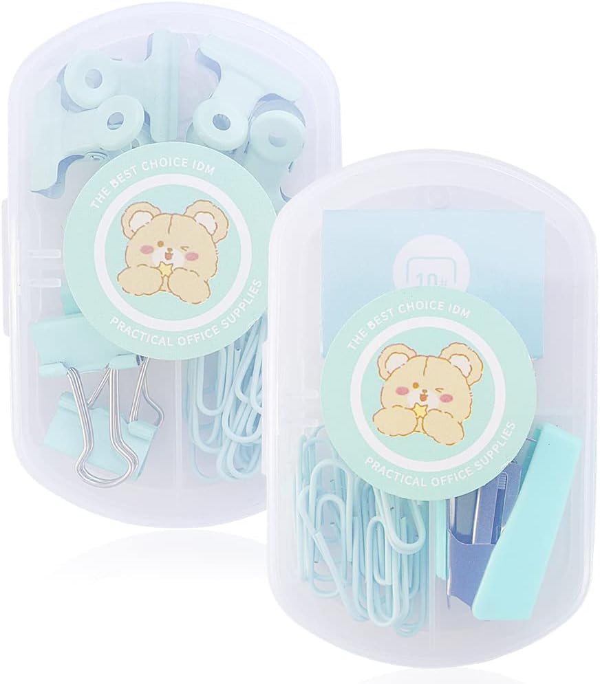 dohobby Blue Mini Office Supply Set Mini Portable Case