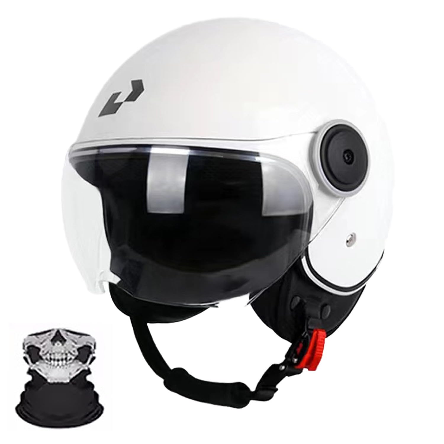 Casque Ouvert Moto 3/4, Casques De Moto De Demi-Visage, Casque De Moto Rétro À La Protection Solaires avec Double Visière, Homologué ECE, pour Hommes Adultes Femmes M,M (57-58CM)