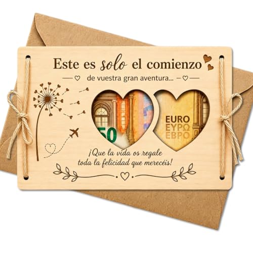 Tarjeta Regalo De Madera, Tarjeta Felicitacion Boda Luna De Miel