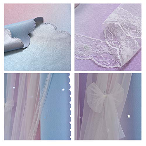 Yancorp Curtains For Girls Bedroom Kids Curtain Hollow-Out Star Window Nursery Curtain 63 Inches Length Room Darkening Grommet 2 Layers (Pink Purple, W34 X L63) #TOP5