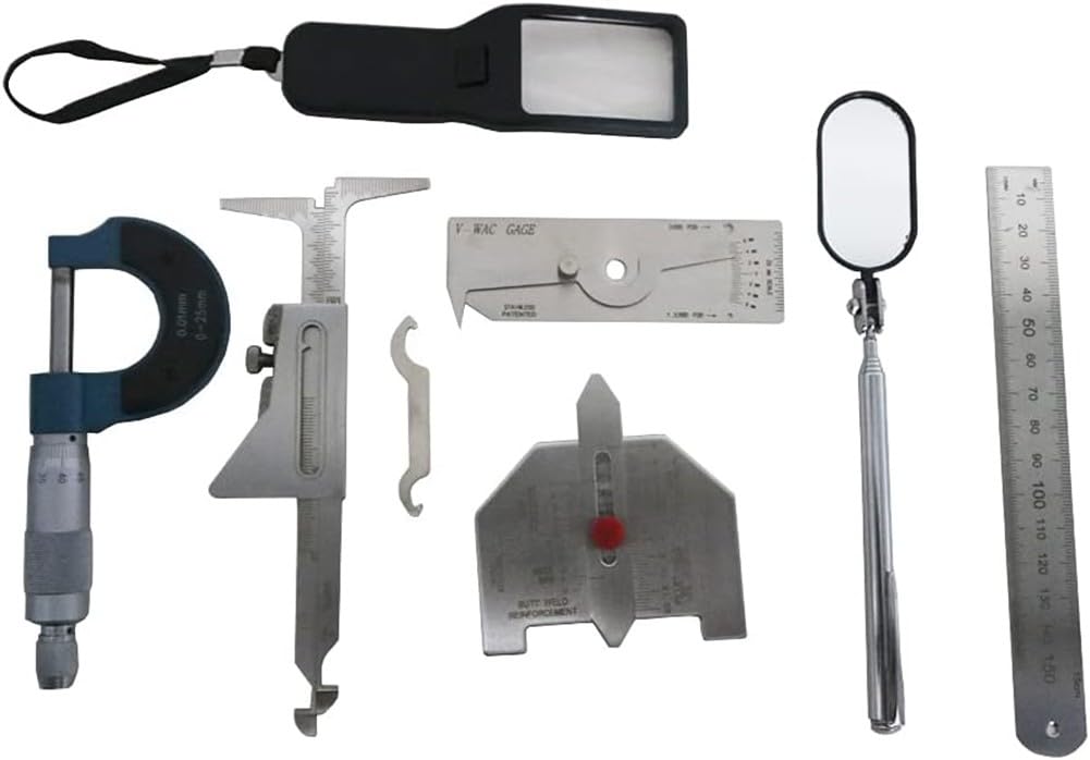 7 Piezas Soldadura Gauge Kit Soldadura Medida Herramienta, Acero Inoxidable Soldadura Inspección Calibrador Sliding Clip Profundidad Gauge Tool Kits
