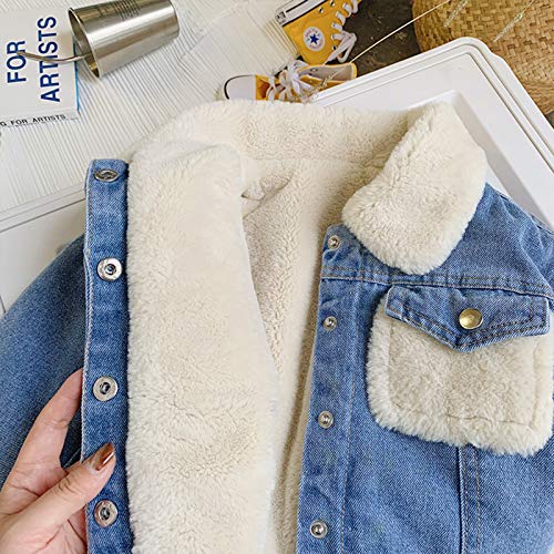 Moru Infant Baby Toddler Girl Boy Winter Casual Thick Fleece Lined Denim Jacket Warm Jean Coat Outwear2