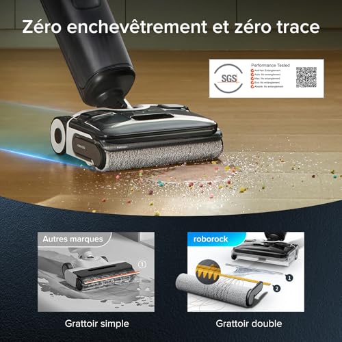 Aspirateur laveur sans fil roborock F25 XT tout-en-un inclinaison 180