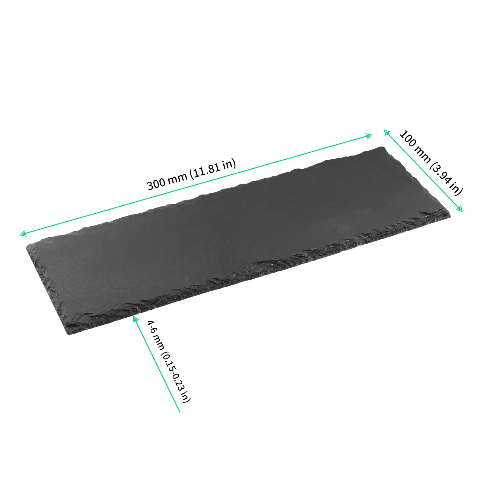 FUNSUEI 6 placas de pizarra rectangulares, 30 x 10 cm, para sushi, queso, buffet, entrantes, postres, color negro