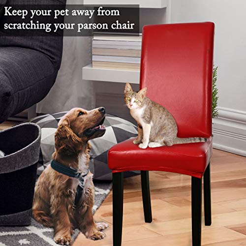 Uxcell Stretch Artificial Leather Shorty Dining Room Chair Covers 4Pcs, Faux Pu Fabric Slipcovers Red #TOP3
