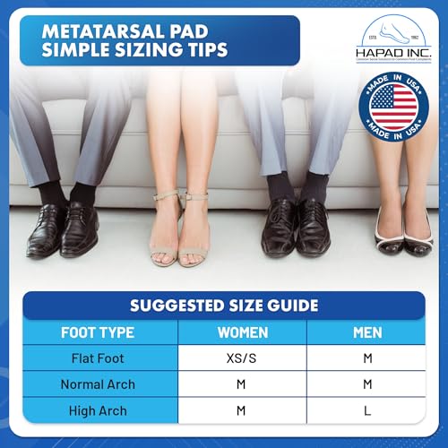 Metatarsal Pads for Women & Men - Medium (Pack of 6) - Reusable Forefoot Pads - Self-Adhesive Shoe Inserts for Mortons Neuroma, Metatarsalgia, Ball of Foot Pain