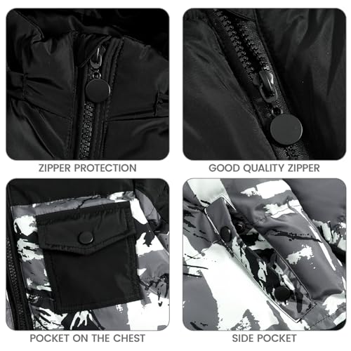 Image of JiAmy Kids 2 Piece Snowsuit Set Girl Winter Hooded Puffer Jacket & Snow Bib Pants Boy Ski Suits Ultralight Outfit