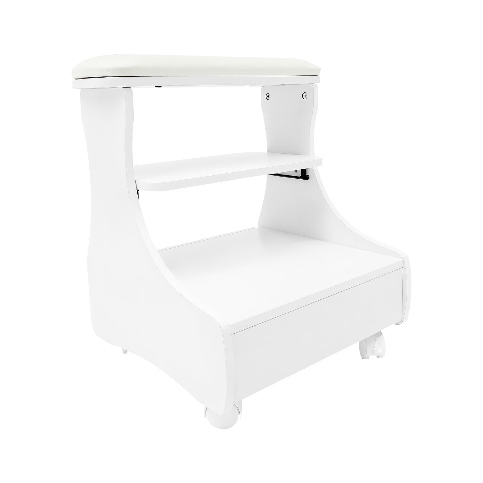 Reposapiés pedicura, manicura pie calma con ruedas, taburete de baño para pies, taburete de maquillaje, taburete de pedicura, ideal para salón de belleza, salón de uñas, color blanco