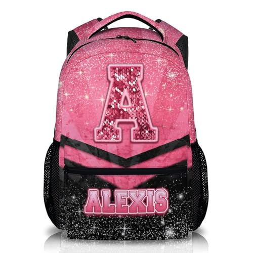 Custom School Backpack for Girls 3-10 - Personalized Glitter Initial