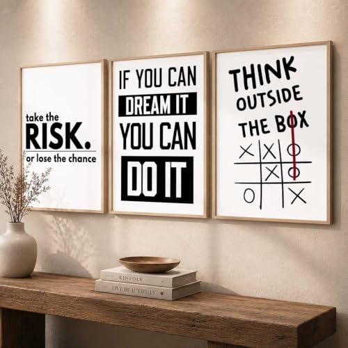 Image of kotart Daily Affirmation Framed Aesthetic Poster inspirational Wall Art with Positive Motivational Quotes Framed Poster for Living Room Bedroom Decor Set Of 3 (35x37 Inch)