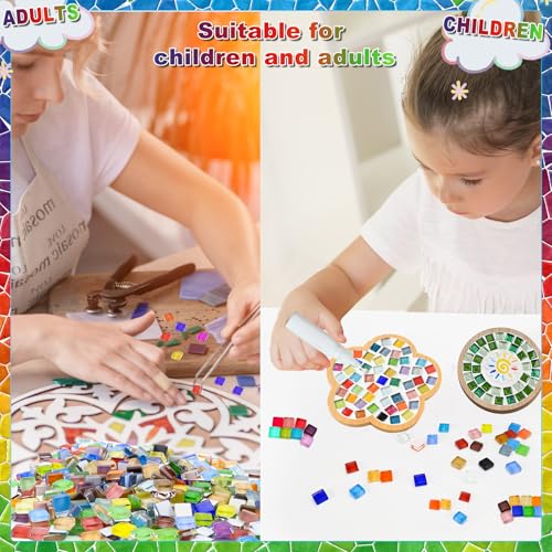 CHRI 1000g Glasmosaiksteine 1x1 cm Mosaiksteine Bunt kristall-mosaik-fliesen ca. 1200 Stück Mosaik Steine für DIY-Projekte, Basteln, Mosaikdekorationen (Buntmix)