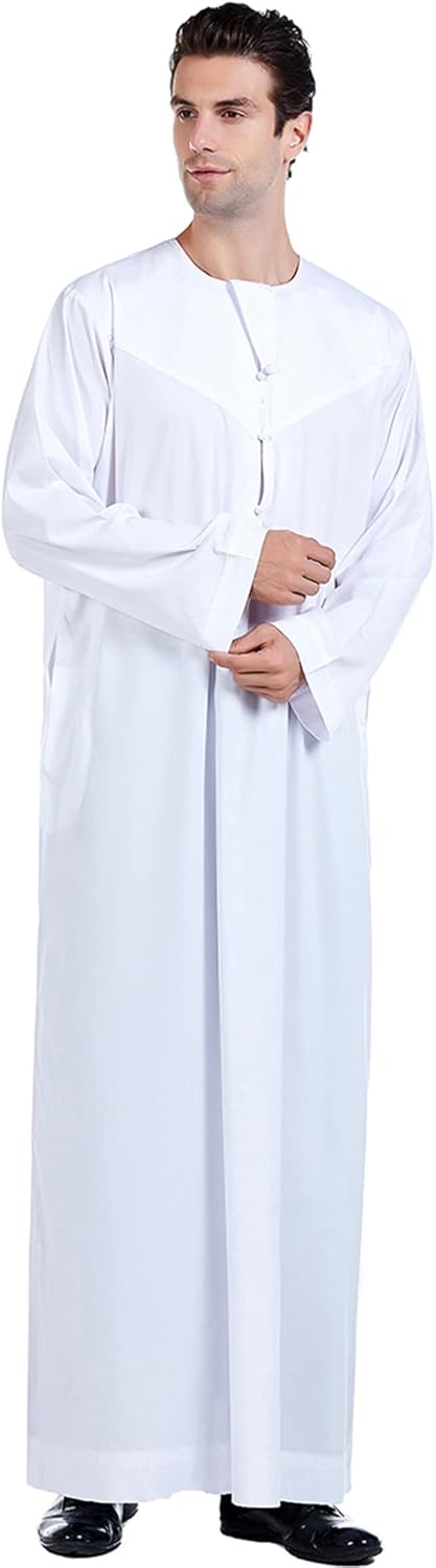 Thobe for Men Muslim Clothing Long Sleeve Kaftan Eid Prayer Jalabiya Robe Islamic Abaya Arabic Formal Dress - Image 2