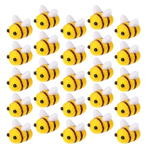 Kisangel Filzbienen für Handwerk Wolle Filz Plüschbällchen Biene DIY Craft Schmuck Accessoire 25 Pcs Cover