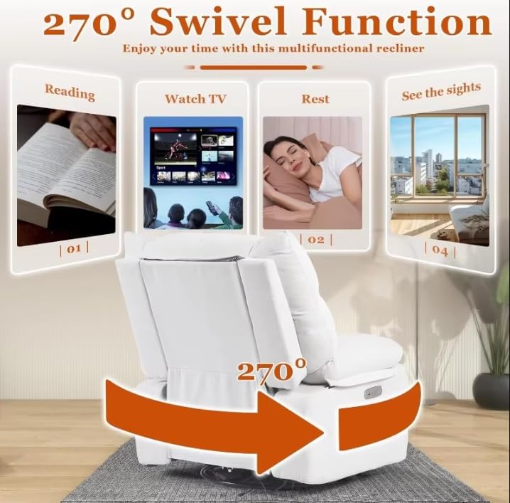 Sillón reclinable eléctrico blanco chenille miniatura 4