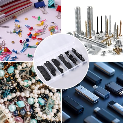 Image of 2 Pack Clear Plastic Organizer Box with 6 Grids for Beads, Crafts, Art DIY, Jewelry, Screws, Pins, Fishing Gear, Small Items（No dividers）