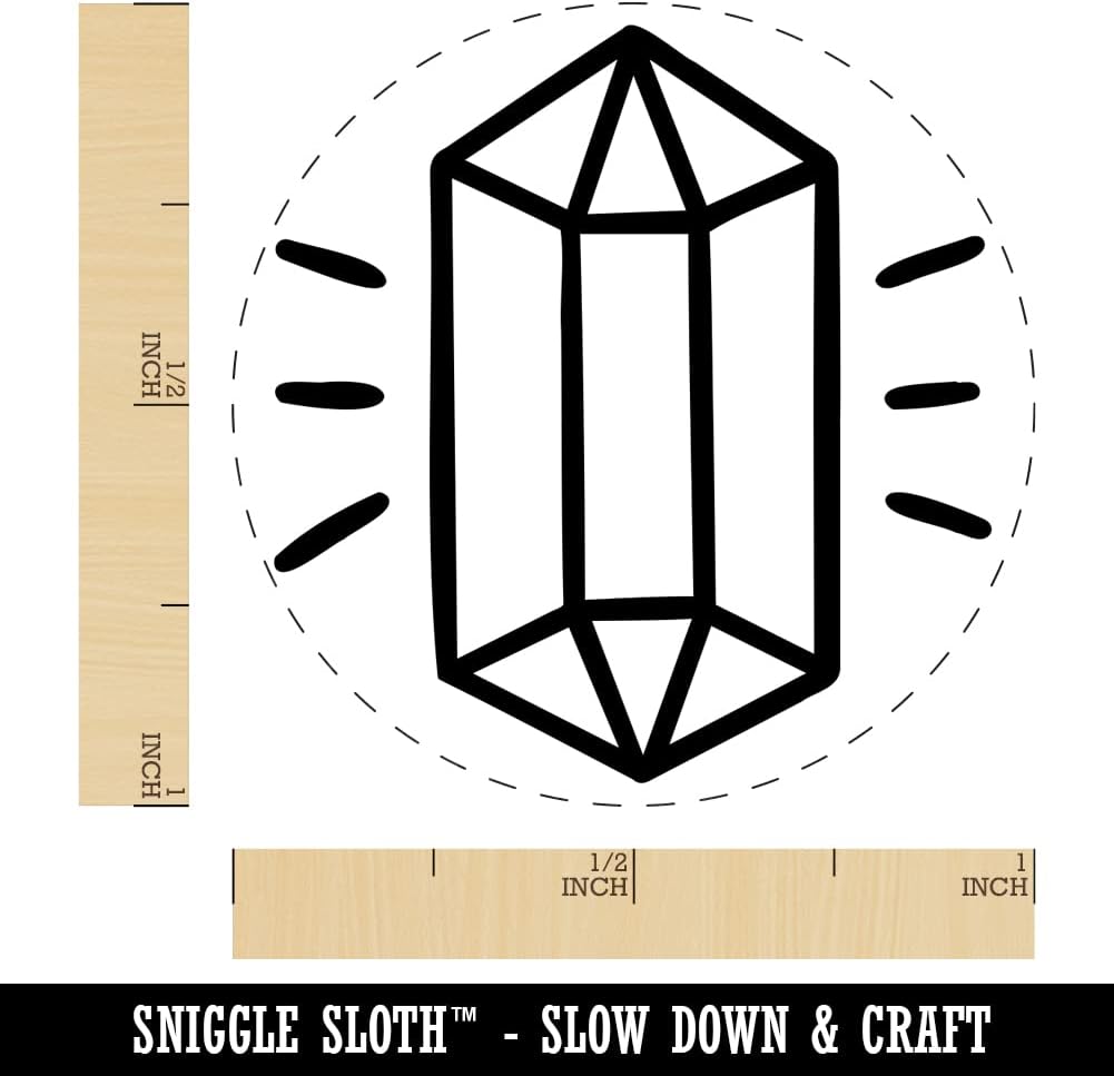 Hand Drawn Crystal Healing Meditation Roleplaying Game Self-Inking Rubber Stamp Ink Stamper for Stamping Crafting Planners - 1-1/2 Inch Large - Blue Ink