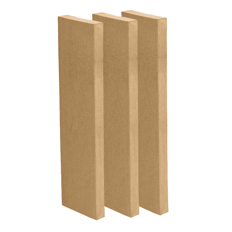 Image of Timber Acoustics | X14 Control Absorption Panels | Rockwool | German Pine | Room Acoustics & Soundproofing | 1' x 4' x 3 inch [Set of 3] NRC > 0.90 (Dark Beige)