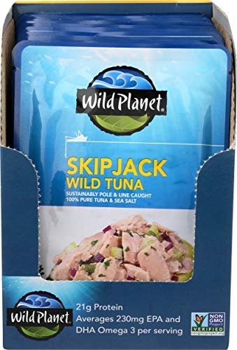 Wild Planet Skipjack Wild Tuna, Sea Salt, Pouch, Keto And Paleo, 3Rd Party Mercury Tested, 3 Ounce (Pack Of 12) #TOP2