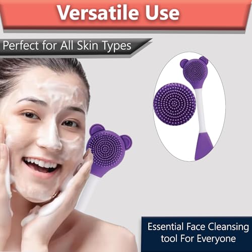 Image of TEMPERIA (1 pcs) 2 in 1 Silicone Face Scrubber Brush for Men & Women - Facial Massager Tool for Cleansing - Exfoliating Brush for Face Wash Scrub (Random Colors) (MN02)