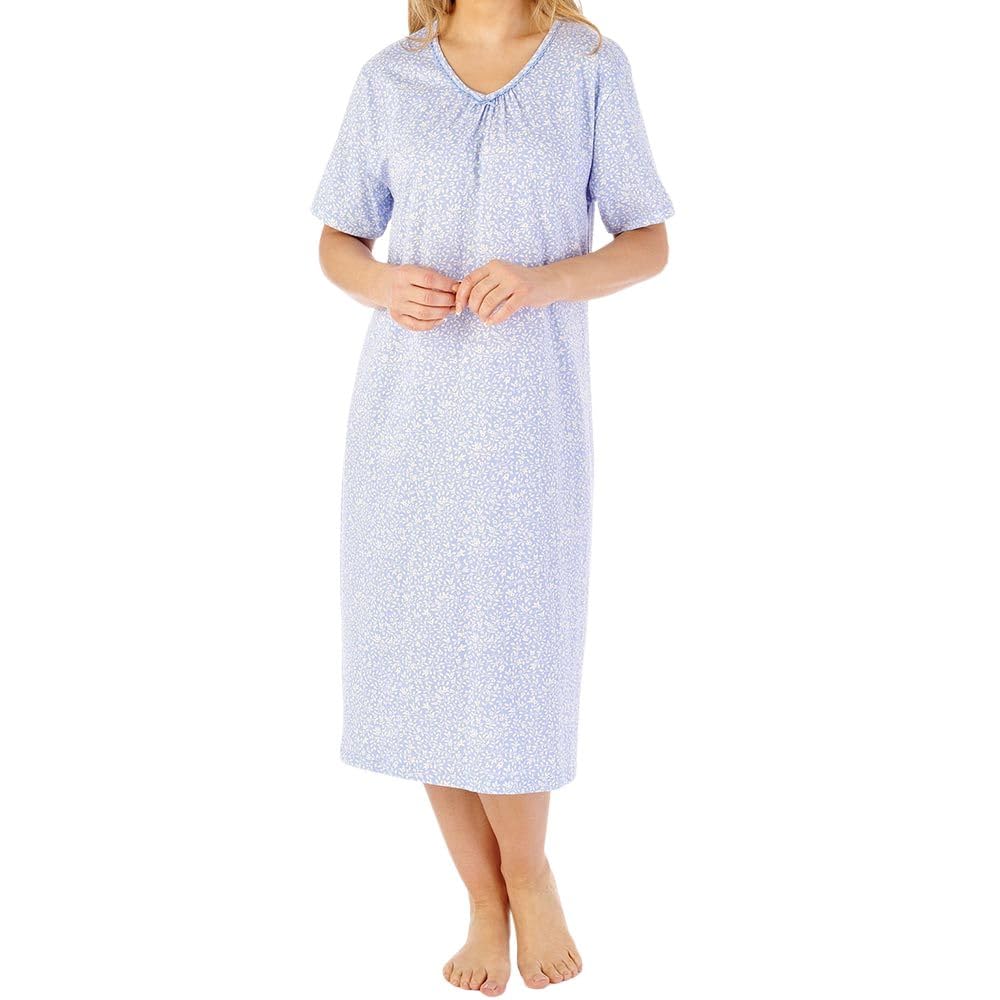 Slenderella Women's Pink Wild Thyme Short Sleeve 42 Inch Cotton Nightdress (12/14, )