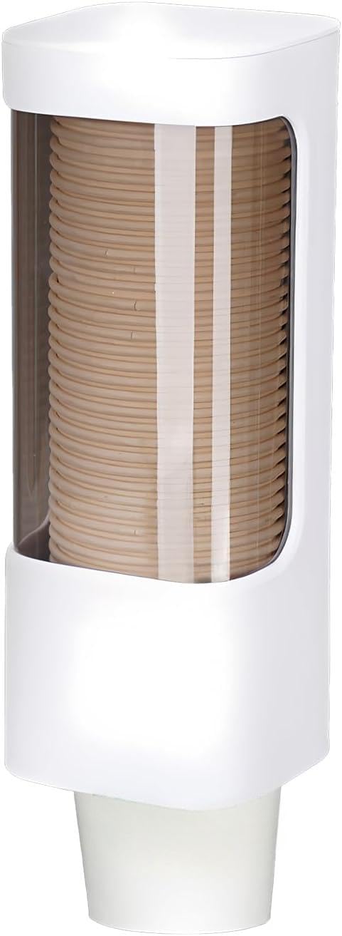 Septe Dispensador de tazas de baño montado en la pared, dispensador de vasos desechable de 3 a 5 onzas para el hogar, la oficina (blanco)