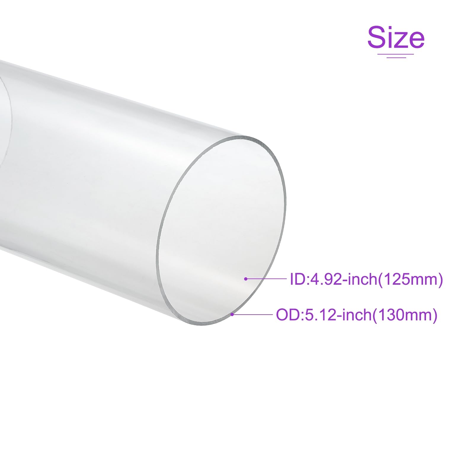 DMiotech Tubo in Plastica Rigida in Acrilico Trasparente 125mm x 130mm (4.9" x 5") 10" per Tubi Acqua Acquario, Sistemi di Raffreddamento ad Acqua, Idraulica