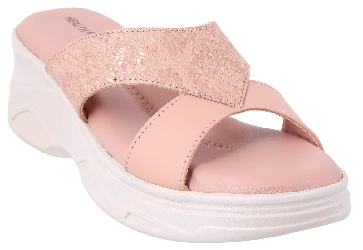HEALTH FIT Extra Soft Fashionable & Stylish Slippers/High Heels for Girls/Women Footwear PCH- 5 Peach (B0B5RLCLJH) Amazon Price History, Amazon Price Tracker