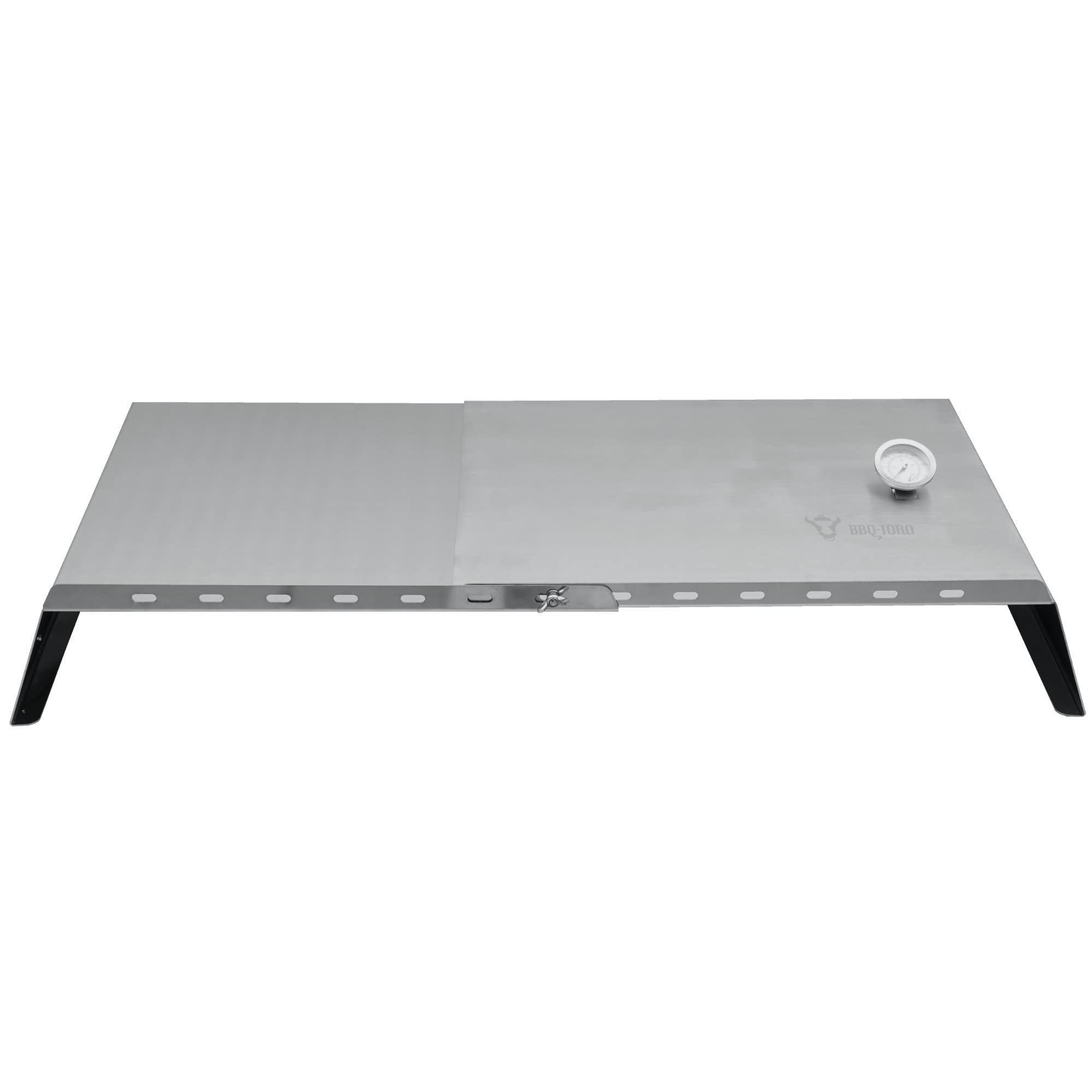 BBQ-Toro Inserto per pizza in acciaio inox con termometro, 48,5–79 x 42 x 12,3 cm, griglia a gas per pizza