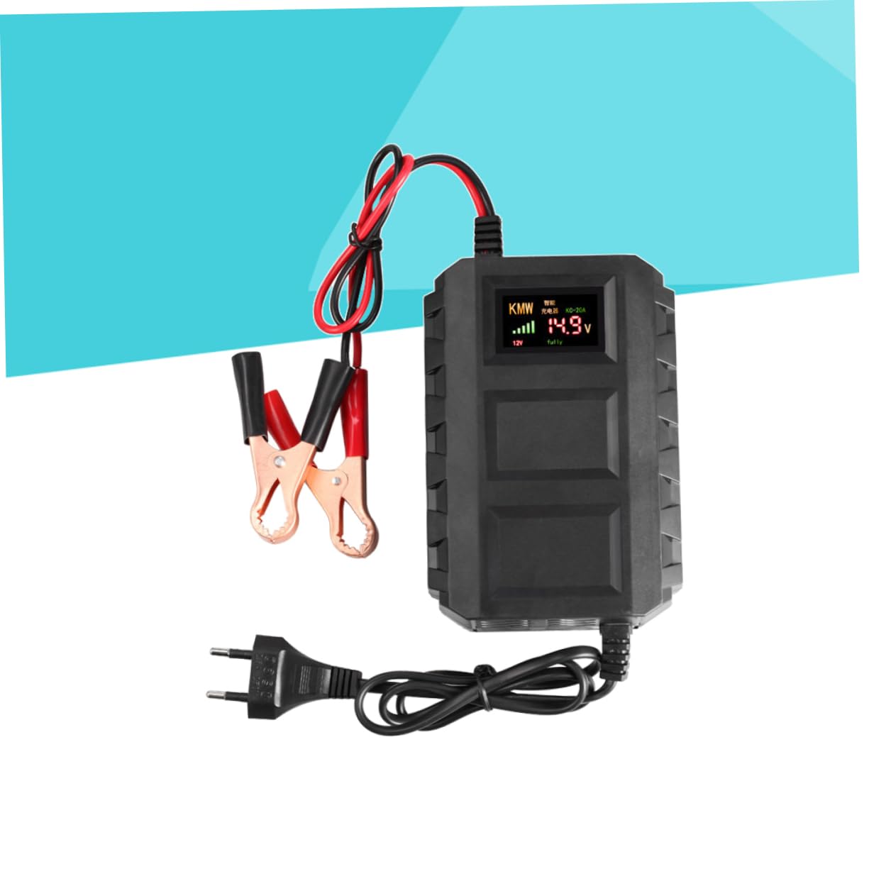 Chargeur de Batterie 12 V 20 A pour Moto, Compact Noir