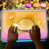 16' Sand Painting Light Box, Portable Light Up Sensory Table for Kids & Adults, 3 Color Modes & 10 Levels, Durable Sand Drawing Table for Autism Therapy, Tracing, Meditation & Classroom (Blue)
