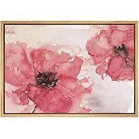 SIGNWIN Framed Canvas Print Wall Art Pink and White Close Flower Close Up Geometric Line Illustrations Modern Art Mid-Century Colorful Warm for Living Room, Bedroom, Office - 16