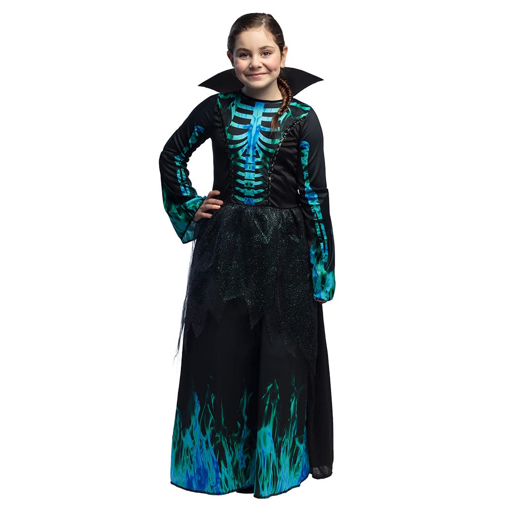 Boland - Children's skeleton Azure costume, long dress with collar, skeleton, fancy dress, Halloween, carnival, theme party