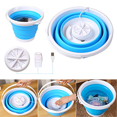 Mini Washing Machine, Formemory Portable Folding Bucket Turbo Ultrasonic Washing Machine Personal Travel Washing Machine with Remote Control for Lazy Magic Laundry Machine?Blue?