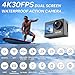 SJCAM Upgraded SJ4000 Action Camera Dual Screen 4K30FPS Ultra HD Underwater Camera Waterproof 170° Wide-Angle Motorcycle Helmet Camera with Stabilization, 2 Batteries and Accessories, 32G Card