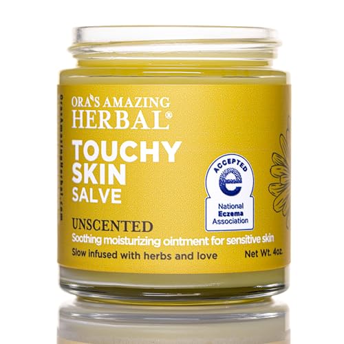 Touchy Skin Salve Eczema Cream for Kids and Adults Natural Sensitive Skin Treatment Itch Cream Calendula Ointment Dry Skin Balm Fragrance Free Oras Amazing Herbal 4 oz