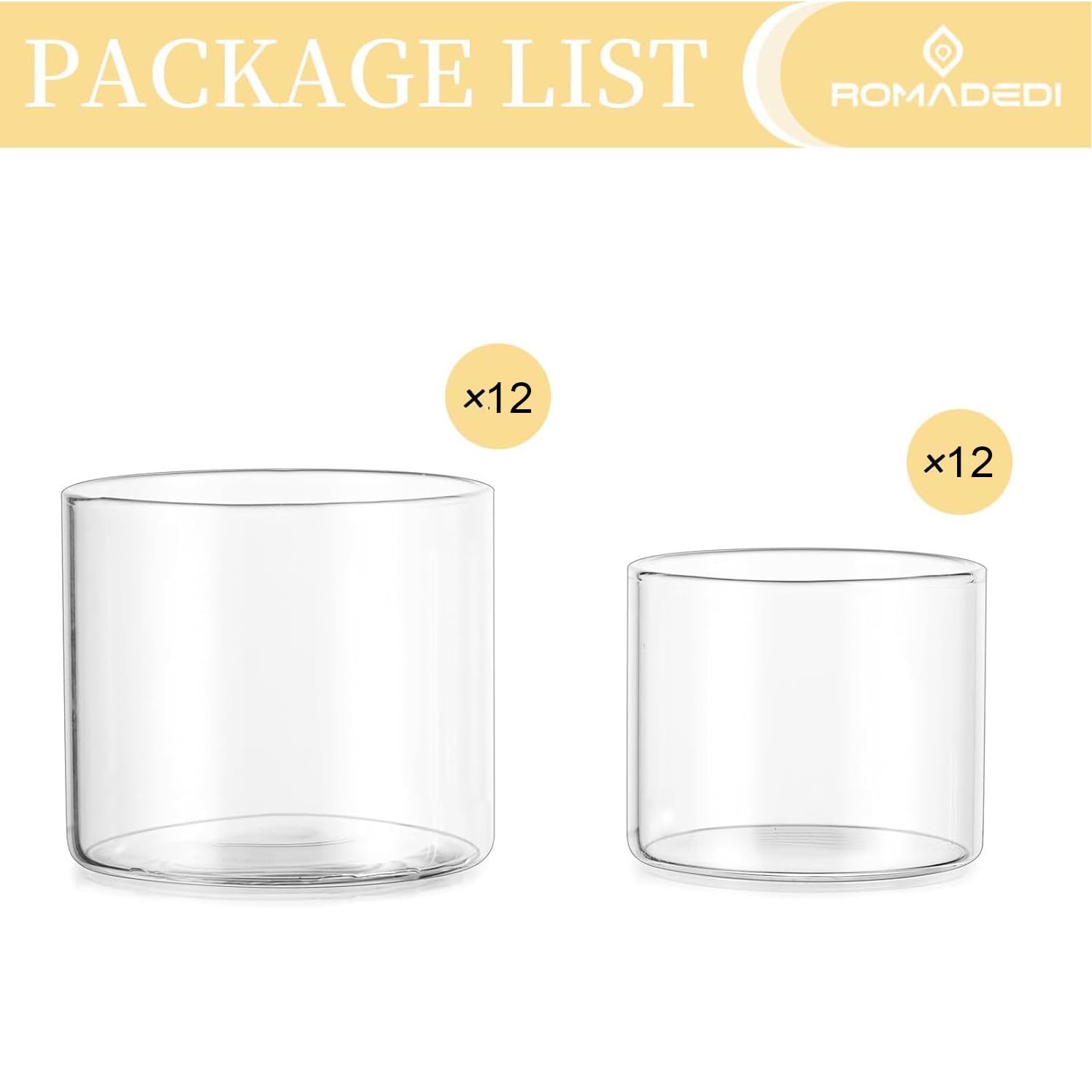 Romadedi Lot de 24 photophores en verre transparent pour petits centres de table, décoration de mariage, fête, dîner, décorations d'intérieur, festivals, Noël