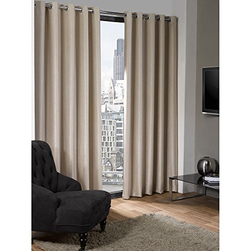 Beige Cortinas Logan Crema Anillas Tope Superior Texturizada (46x54)
