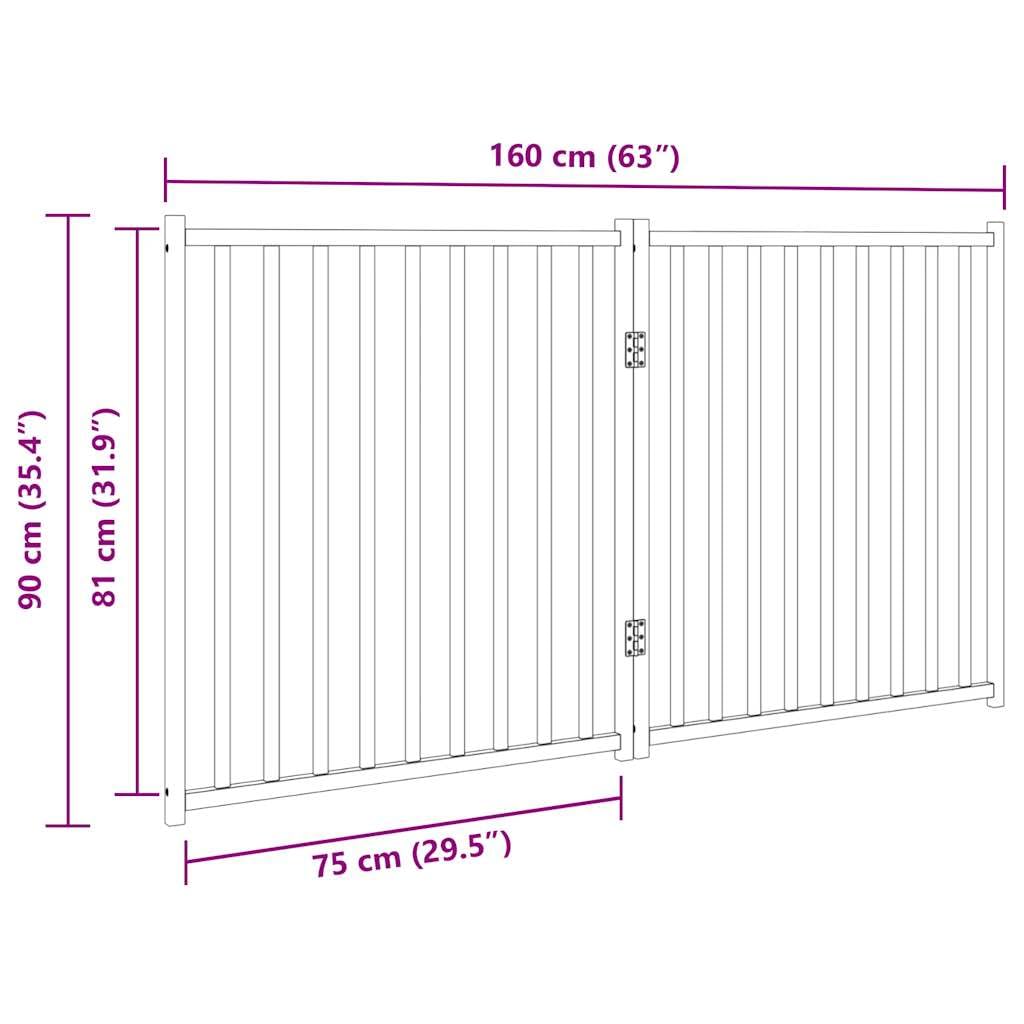 Portail pliable en 2 parties pour chien - En bois massif - Blanc - 160 cm - Grille pare-chien à monter sans perçage - Portail pour chien avec peinture à l'eau