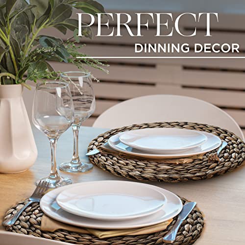 Image of (Size: 12''-13''-13.5''-14''-15'') BLUEWEST Woven Placemats (Set of 10) Round Placemats Rattan Placemats,13.5'' Wicker Braided Water Hyacinth Placemat, Heat Resistant /Durable for Plate (13.5'',Set 10)