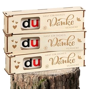 BOFUNX Holz Geschenkbox 'Dickes Danke' 3er Set