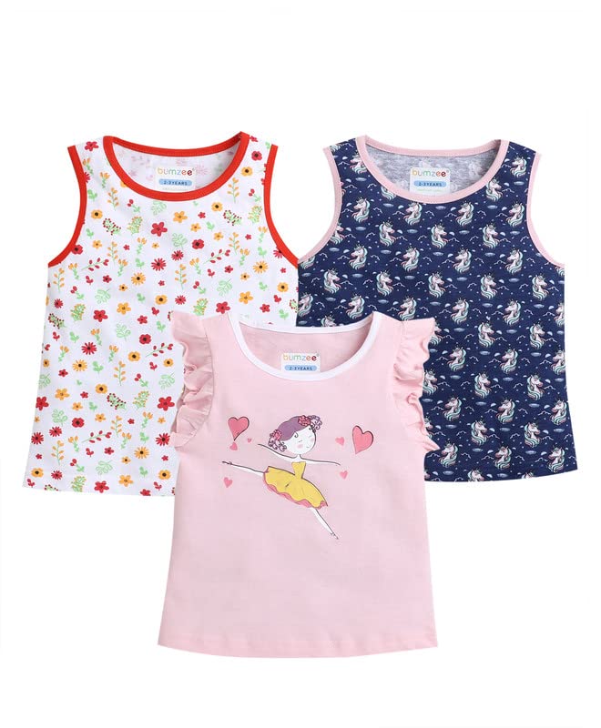 Image of BUMZEE Girl's Cotton Printed Regular Fit T-Shirt