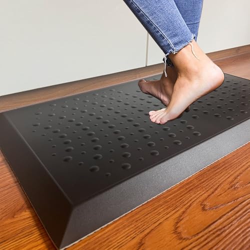 1' Extra Thick Anti Fatigue Kitchen Floor Mat Comfort Standing Mat 17'' x 30'', Office Standing Desk Mat, Kitchen Rug, Massage Points Comfort Mat, 140D high Density PU Foam (Black)